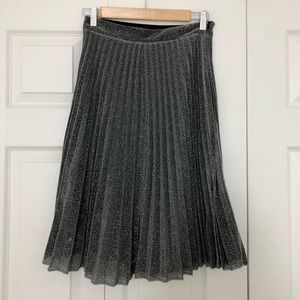 Knee length pleated sparkly skirt